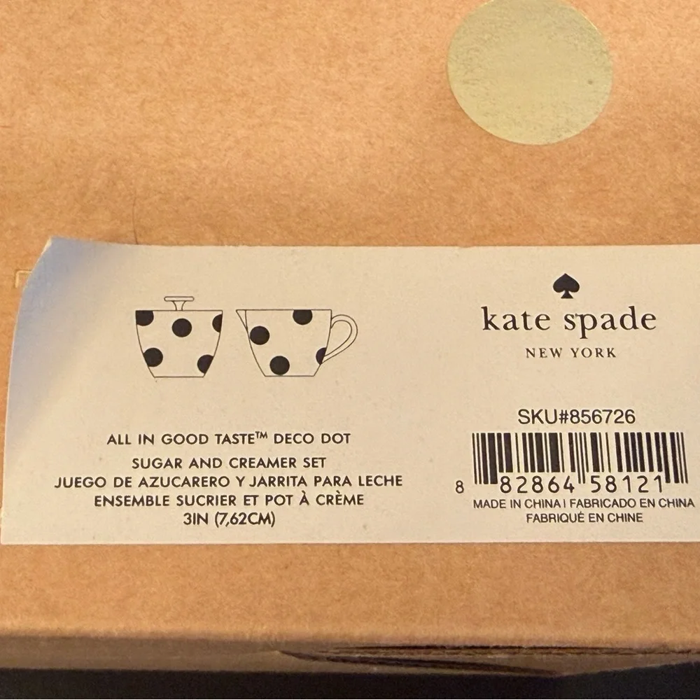 kate spade Lenox Polk a Dot Ceramic Creamer&Sugar Set with Coaster Set & Napkins